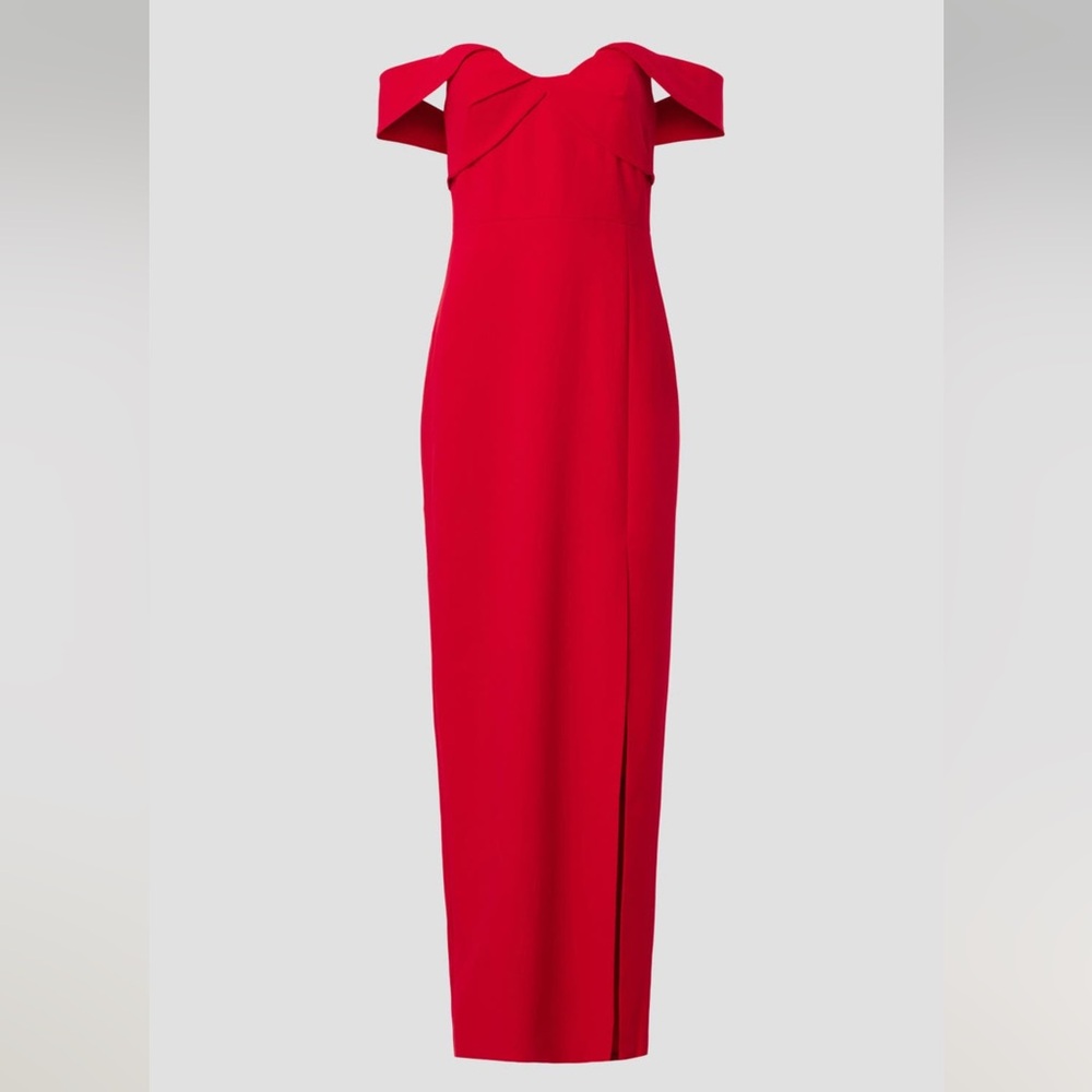 ML Monique Lhuillier Vivian Crepe Grown Red